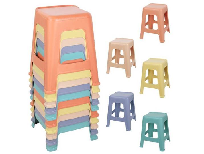 Lot de 10 Tabourets Plastique Empilables Tabouret sans dossier PP étanche Charge 159 kg pour Cuisine Salle de classe Terrasse