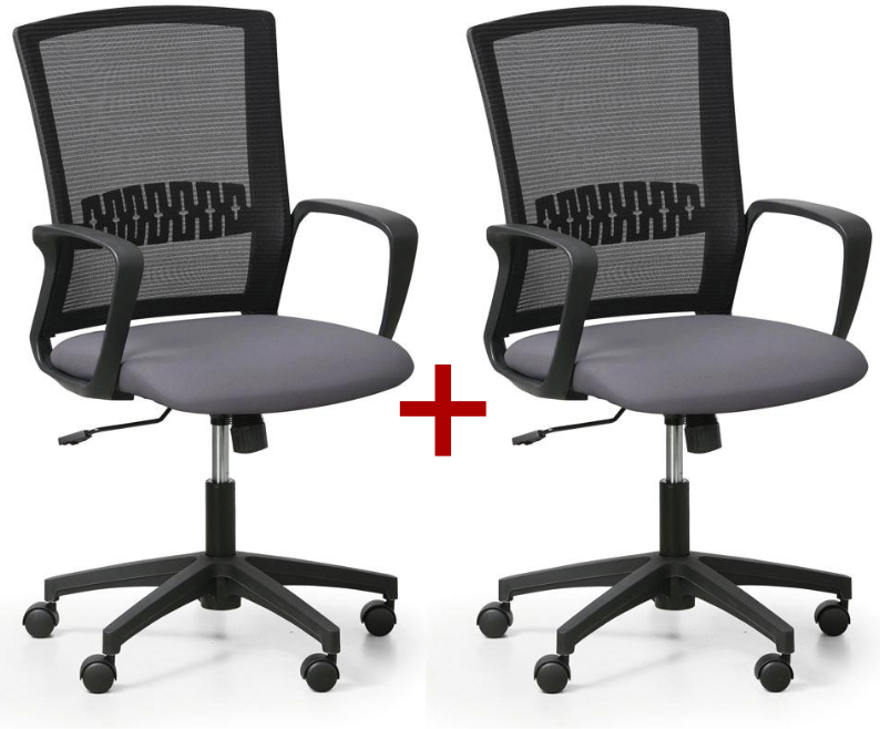 B2B Partner Bürostuhl, Schreibtischstuhl mit Netzrücken ROY 1+1 GRATIS, grau