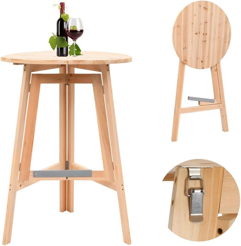 Faltbarer Bartisch aus Tannenholz mit 78 cm Durchmesser - platzsparender Beistelltisch für Garten, Balkon, Camping und Esszimmer