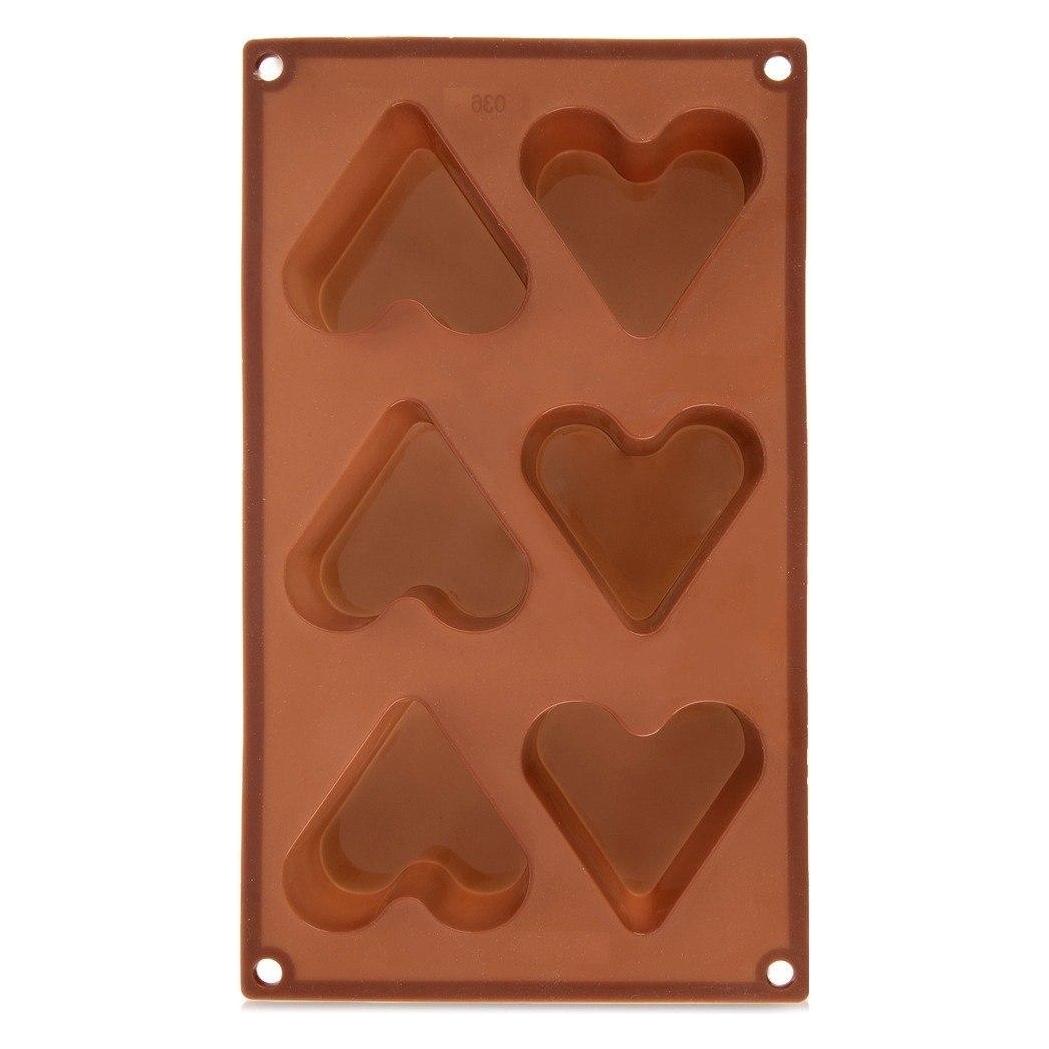 Aptel Silikonform für Muffins und Herz-Kekse, 6 Stück, braun, 29 x 17,5 cm (76521560)