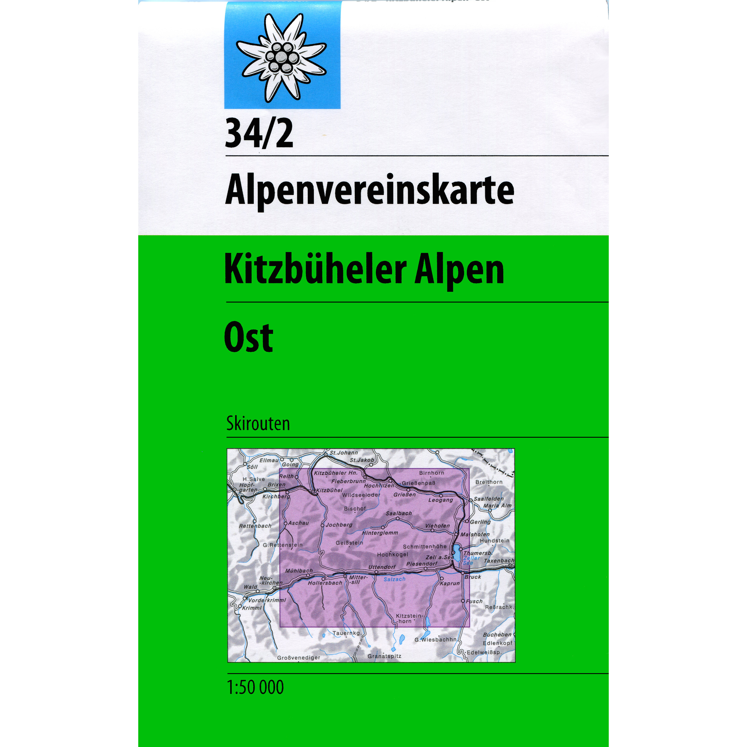 DAV AV-Karte 34/2 Kitzbüheler Alpen Ost Ski Topografische Karten gruen