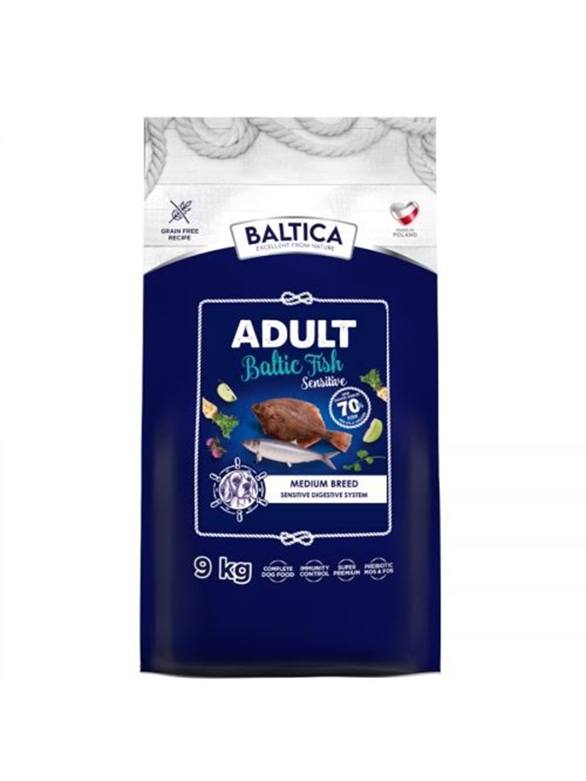 BALTICA Excellent Sensitive baltischer Fisch mittelgroße Rassen - Trockenfutter für Hunde - 9kg