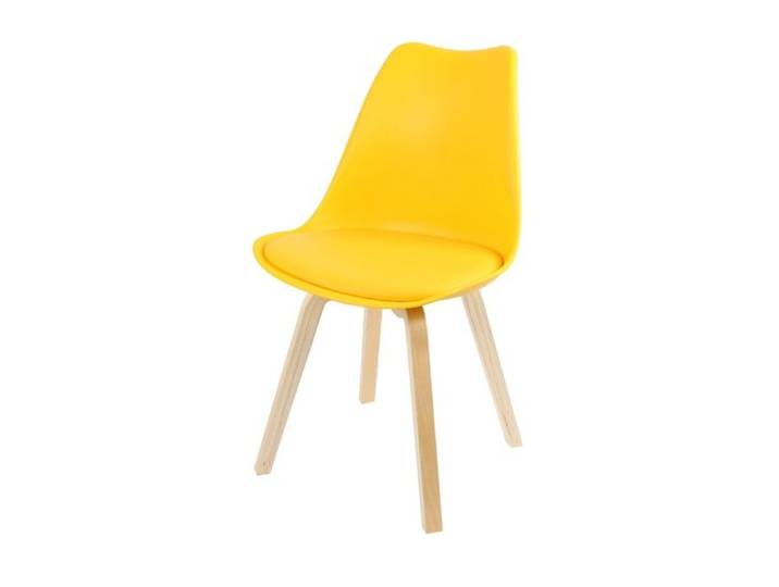 Chaise scandinave jaune avec coussin
