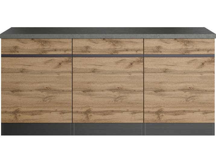 Unterschrank KOCHSTATION KS-Riesa , braun (wotaneiche), B:180cm H:86cm T:60cm, Holzwerkstoff, Schränke, Unterschrank, Breite 180 cm, MDF-Fronten