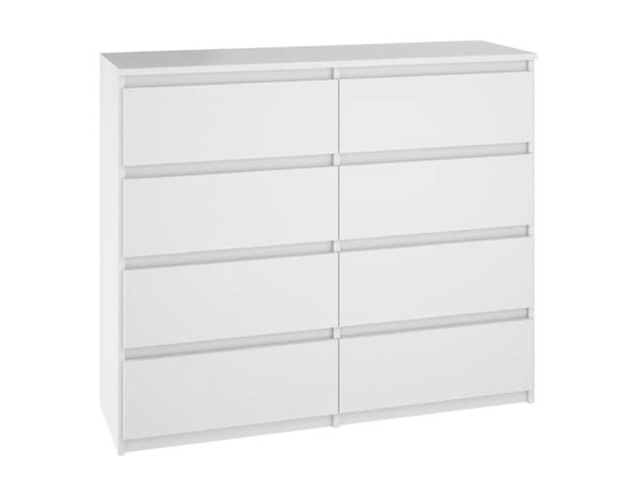 YUMEBLY Kommode 8 Schubladen Weiß 120x97x40 cm Schrank für Kleidung, Dokumente, kleine Gegenstände Ideal für Schlafzimmer, Wohnzimmer, Kinderzimmer und Büro
