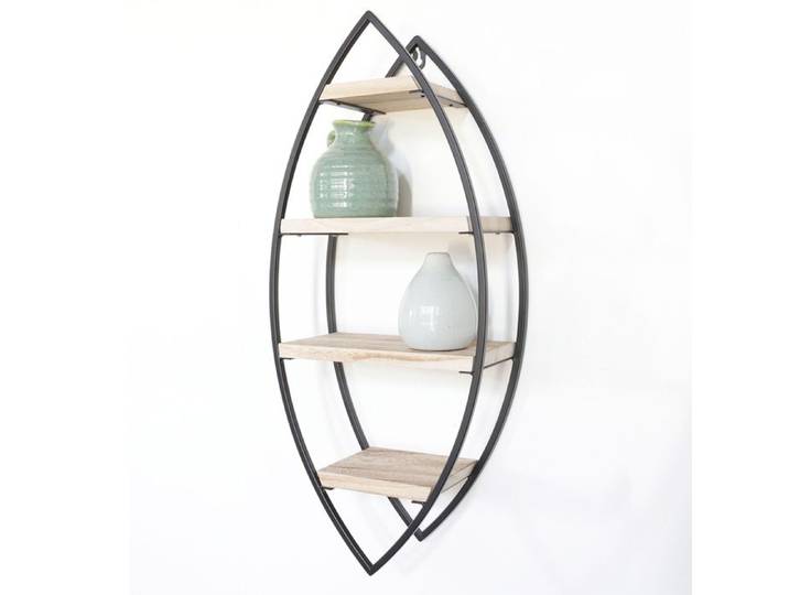 Etagère murale ovale avec 4 tablettes en bois - 36x80 cm