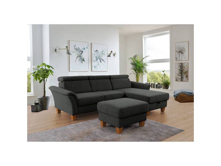 Polsterhocker Eustis 74 x 48 x 63cm Grau Flachgewebe Amra: Anthrazit