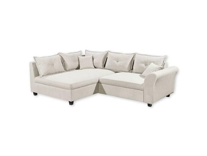 Stella Trading Liz Ecksofa mit Schlaffunktion in Ivory-Modernes Schlafsofa in L-Form für Ihr Wohnzimmer, Holzwerkstoff, 252 x 87 x 175 cm