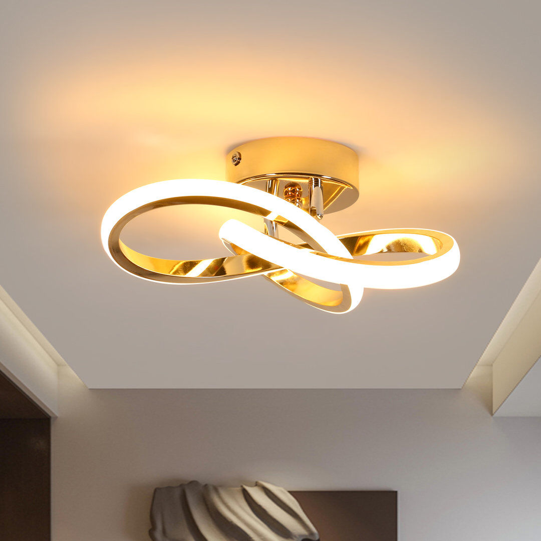 Fairmont Park Golden 2-Light Clover Flush Mount Rose Gold 11cm H X 25cm W X 25cm D