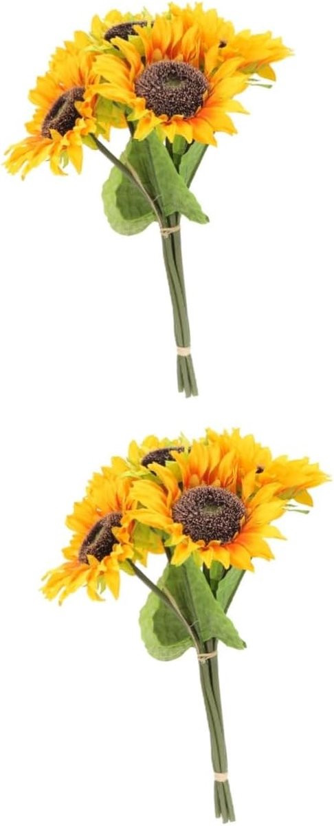 Set van 2 bosjes kunstmatige oranje zonnebloemen voor feestelijke decoratie
