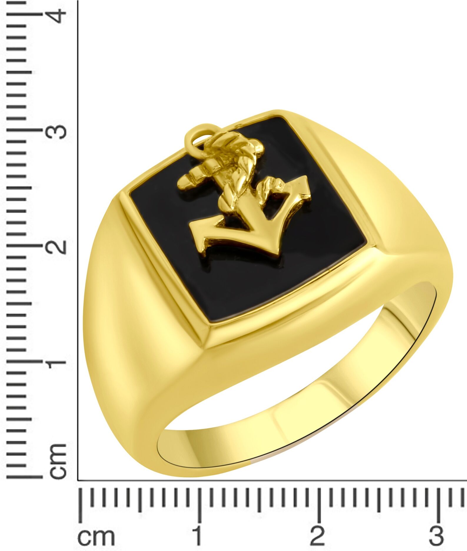 Fingerring FIRETTI "Schmuck Geschenk Silber 925 Silberring Anker" Gr. 68, schwarz (gelbgoldfarben, schwarz), Fingerringe, Herren, 68, Silber 925 (Sterlingsilber), 3mm, Fingerring