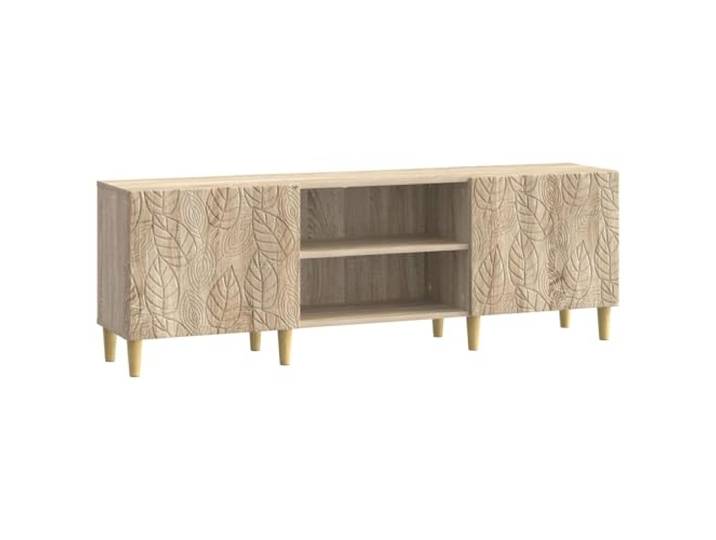 Favemtsl TV-Schrank Lowboard 150x31x50 cm Sonoma-Eiche Fernsehtisch Stilvoller TV-Tisch mit Pendeltüren und Eukalyptus-Beinen für Wohnzimmer, bietet 60 kg Tragelast und Platz.