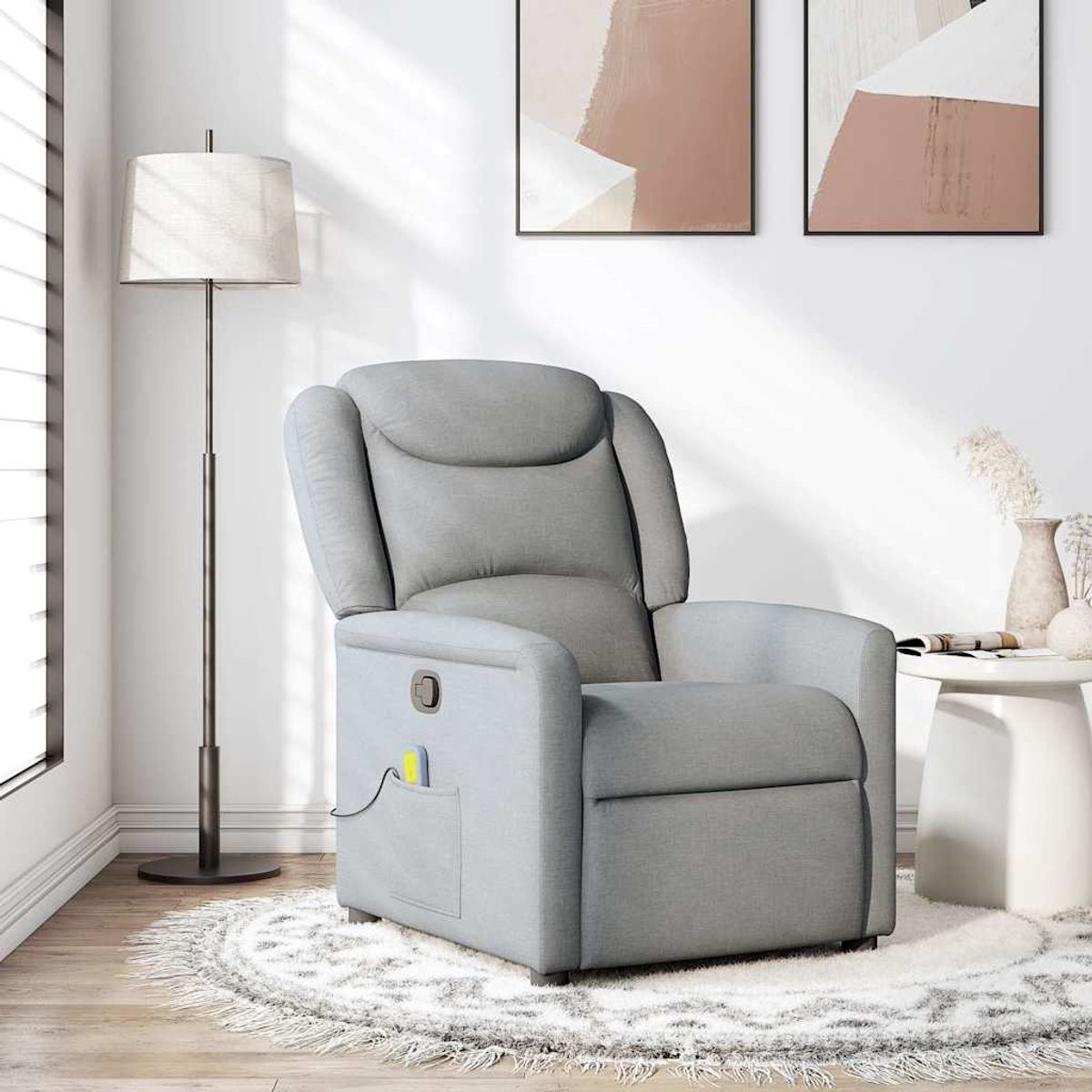 vidaXL Massagestoel - Verstelbare relax fauteuil - Lichtgrijs - Stof