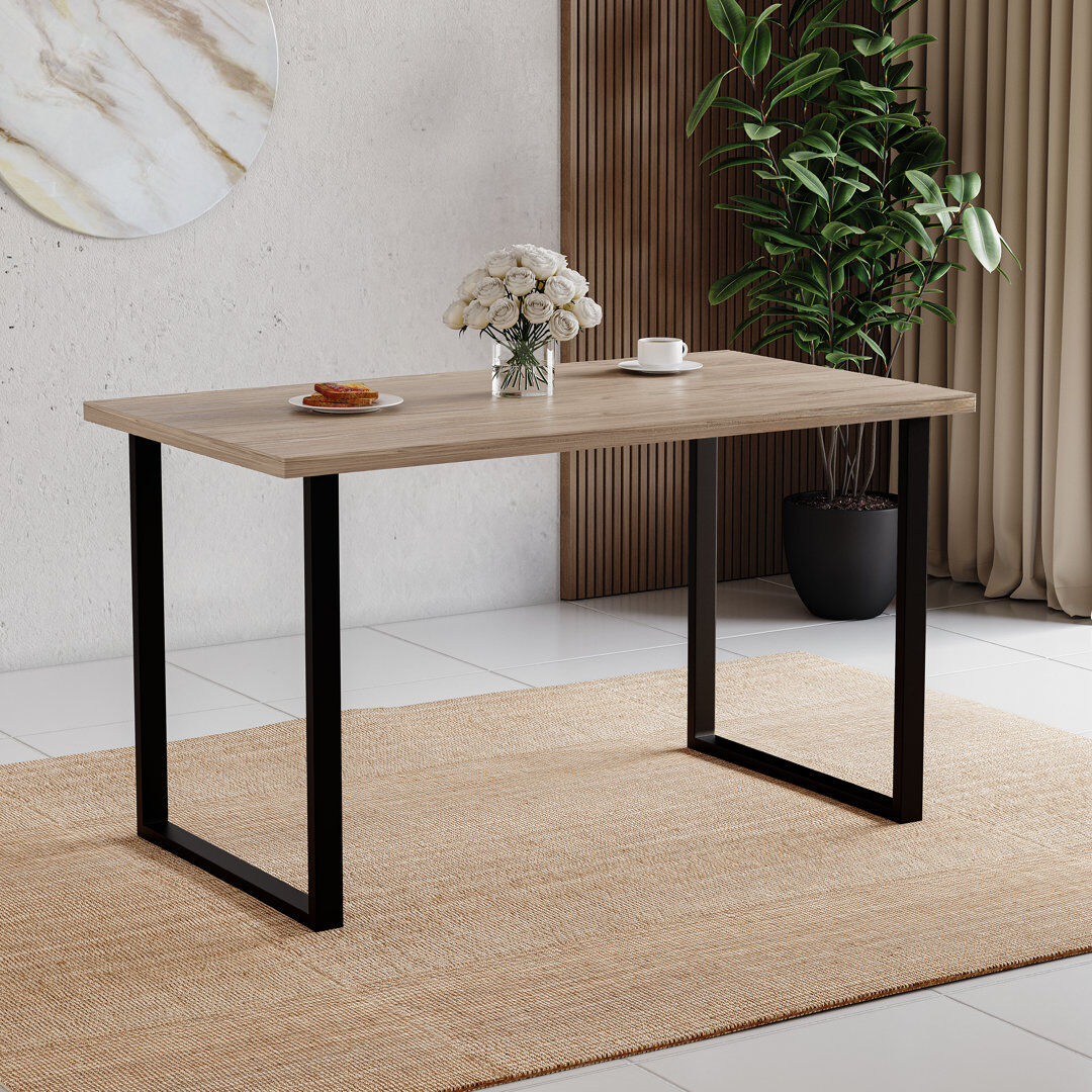 Borough Wharf Aheed 72 cm Rectangular Dining Table with Iron Base Oak