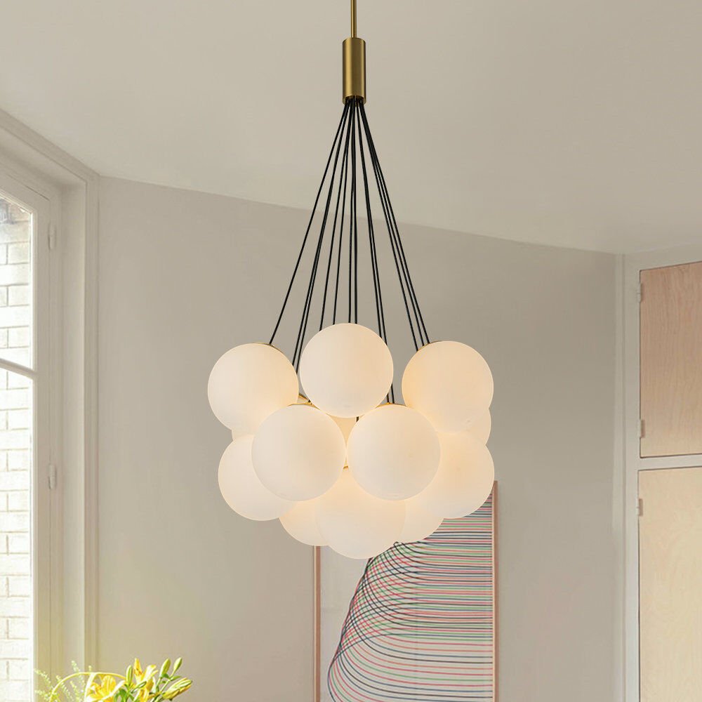 George Oliver 13 - Light Chandelier Cluster Chandelier with Metal Accents Brass 98cm H X 50cm W X 50cm D