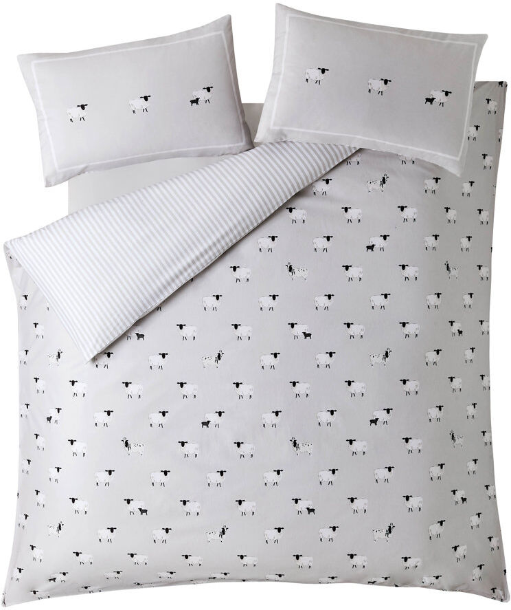 Sophie Allport Sheep 200 TC Brushed Cotton Duvet Cover Set Oatmeal/White Kingsize Duvet Cover + 2 Standard Pillowcases