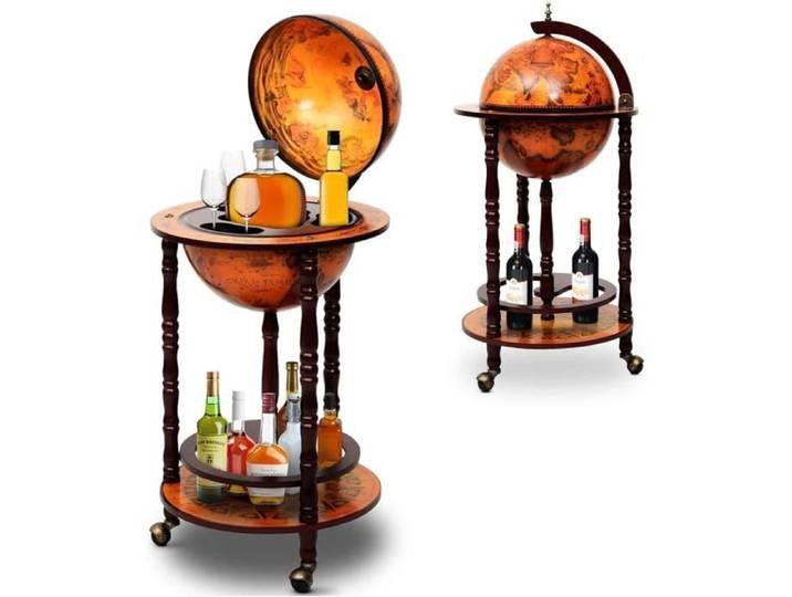 GOPLUS Meuble Range Bouteille Mobile avec Rangement Fermé et Etagère Ouverte-44 3 x 44 3 x 88 CM Brun