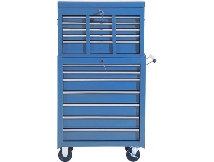 Gereedschaftswagen mit Werkzeugkoffer und Ladefläche, blau