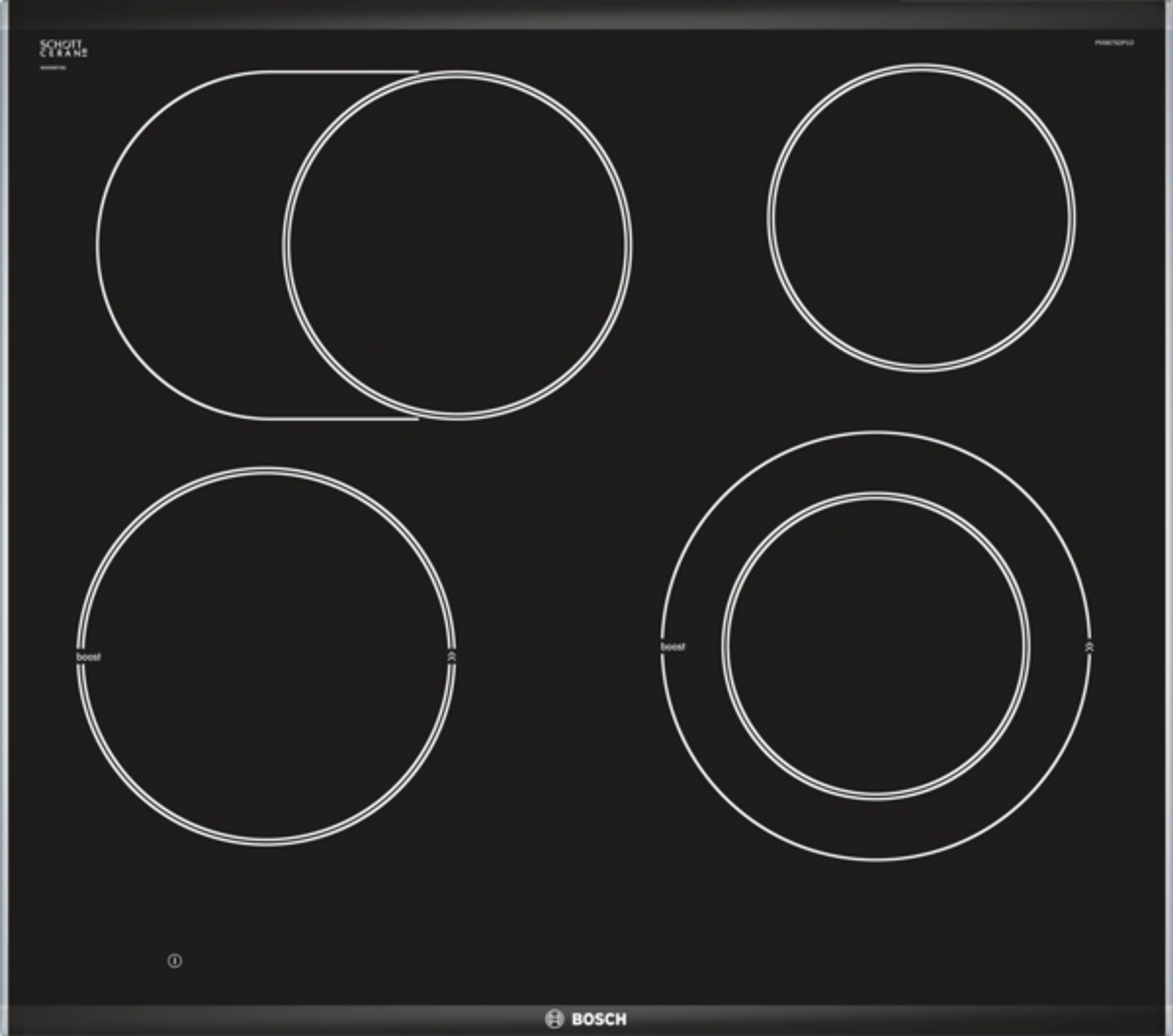Bosch Serie 8 PKN675DP1D, Schwarz, Edelstahl, Integriert, Keramik, Glaskeramik, 4 Zone(n), 4 Zone(n)