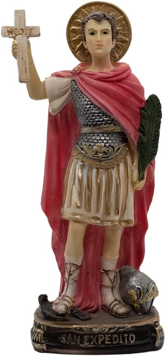Sint Expeditus Beeld - Glanzend Religieus Heiligenbeeld - Hoogte: 20 cm