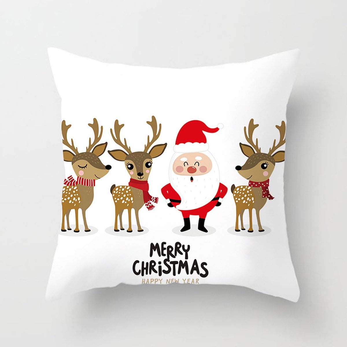 Without Lemon Kerst Kussenhoes - Wit met Kerstman en Rendieren
