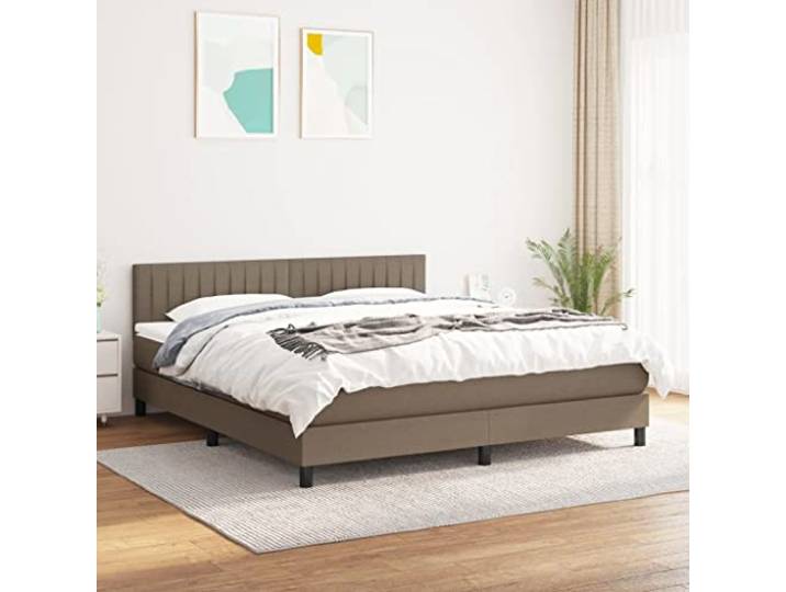 RJPLMFV Komplettes Bett, Taupe, 160 x 200 cm, mit verstellbarem Kopf Matratze mit Taschenfedern, mittlere Unterstützung, atmungsaktiver Stoff, weicher Matratzenschoner