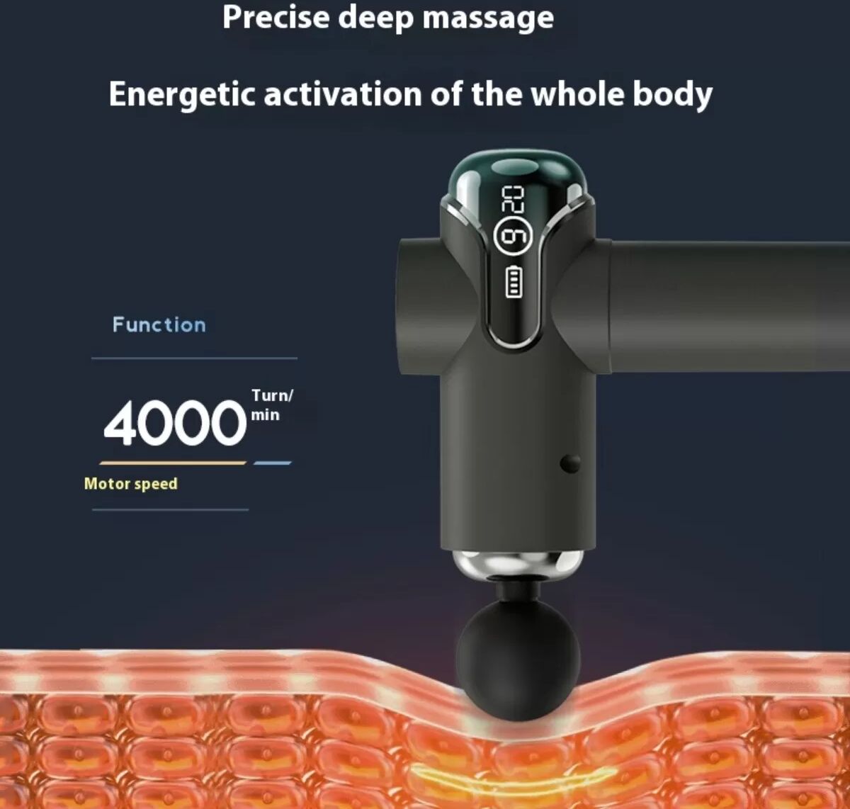 INF Pistolet de massage musculaire profond - Appareil de massage percussif portable avec moteur à balais, 9 vitesses, 4
