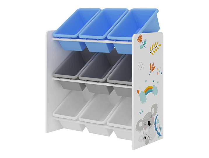 [en.casa] Kinderregal Muxía, Weiß, Grau, Blau, Kunststoff, Tiere, 62x60x26.5 cm, Babymöbel & Kindermöbel, Babyzimmer, Babyregale & Kinderregale