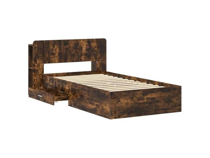 KTHLBRH Bettgestell zur Aufbewahrung, Eiche Rauchgrau, 75 x 190 cm Technisches Holz, integrierte Schubladen, Kopfteil Schrank, einfache Montage