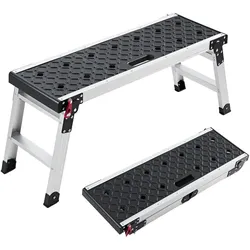 VEVOR Arbeitsplattform 910x310x420mm, Klappbare Arbeitsbühne aus Aluminium, 226,8kg Belastbare Laufbühne mit Sicherheitsverriegelung & Fußpolstern, Tragbare Stufenleiter für Wartung Malen Reparatur