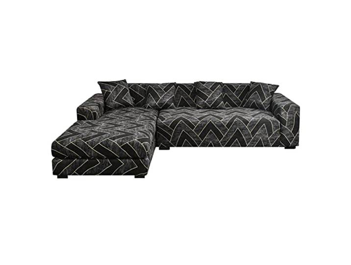 Suixtil Zweiteiliger Sofauberwurf mit Zwei Kissenbezuge waschbarer Rutschfester Couchschoner gegen Flecken und Haustiere Mobelschutz(Linie,3 Sitzer+3 Sitzer)