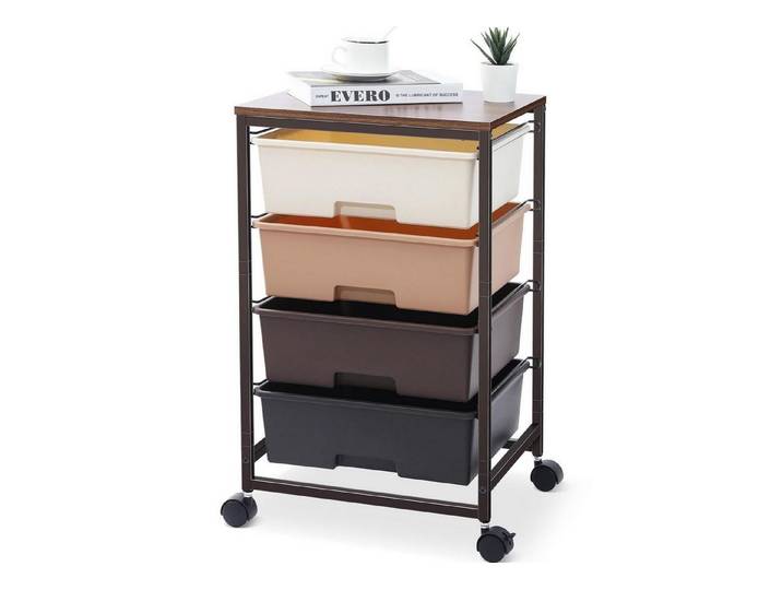 LuxusKollektion Rollwagen Rollwagen 4 Schubladen Braun, (1 St)