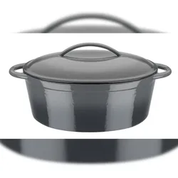 GSW Gusseisen Ovaler Bräter Grey Shadow 33 x 25 x 13cm, induktionsgeeignet, backofengeeignet bis 240°C