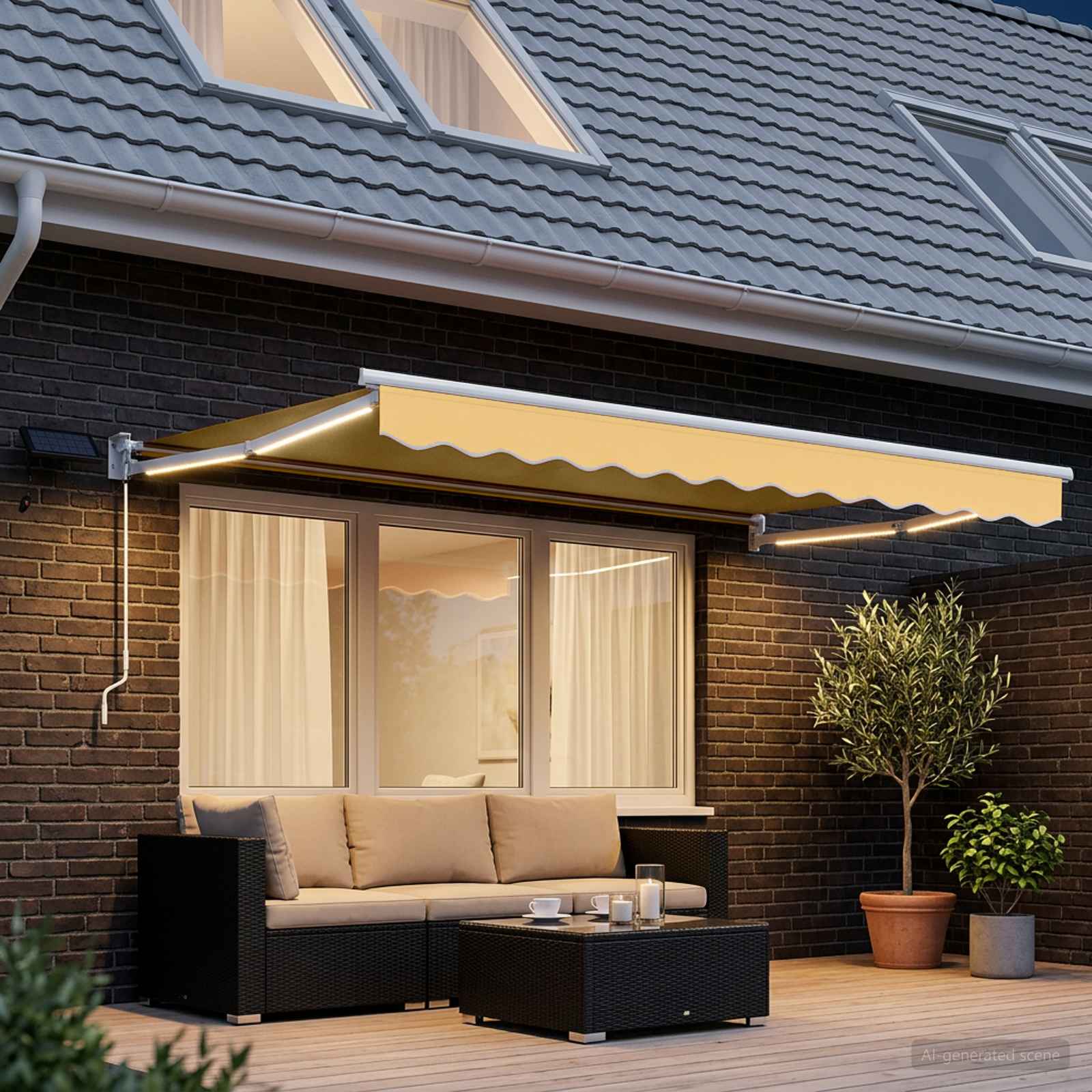 vidaXL Store rétractable manuel avec LEDs Sable