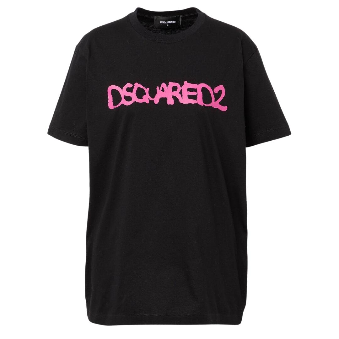 Dsquared2 Graffiti Spray Logo Zwart T-shirt