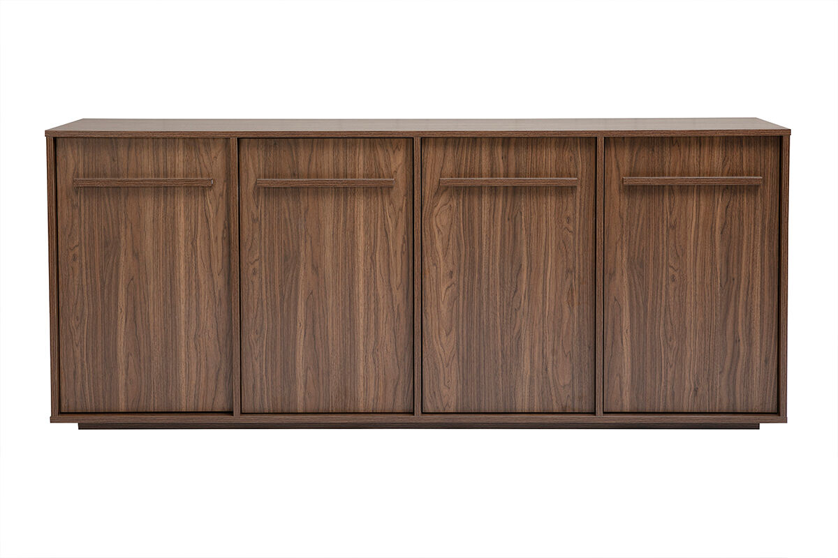 Miliboo Buffet finition bois foncé noyer 4 portes L180 cm LOTHAIRE