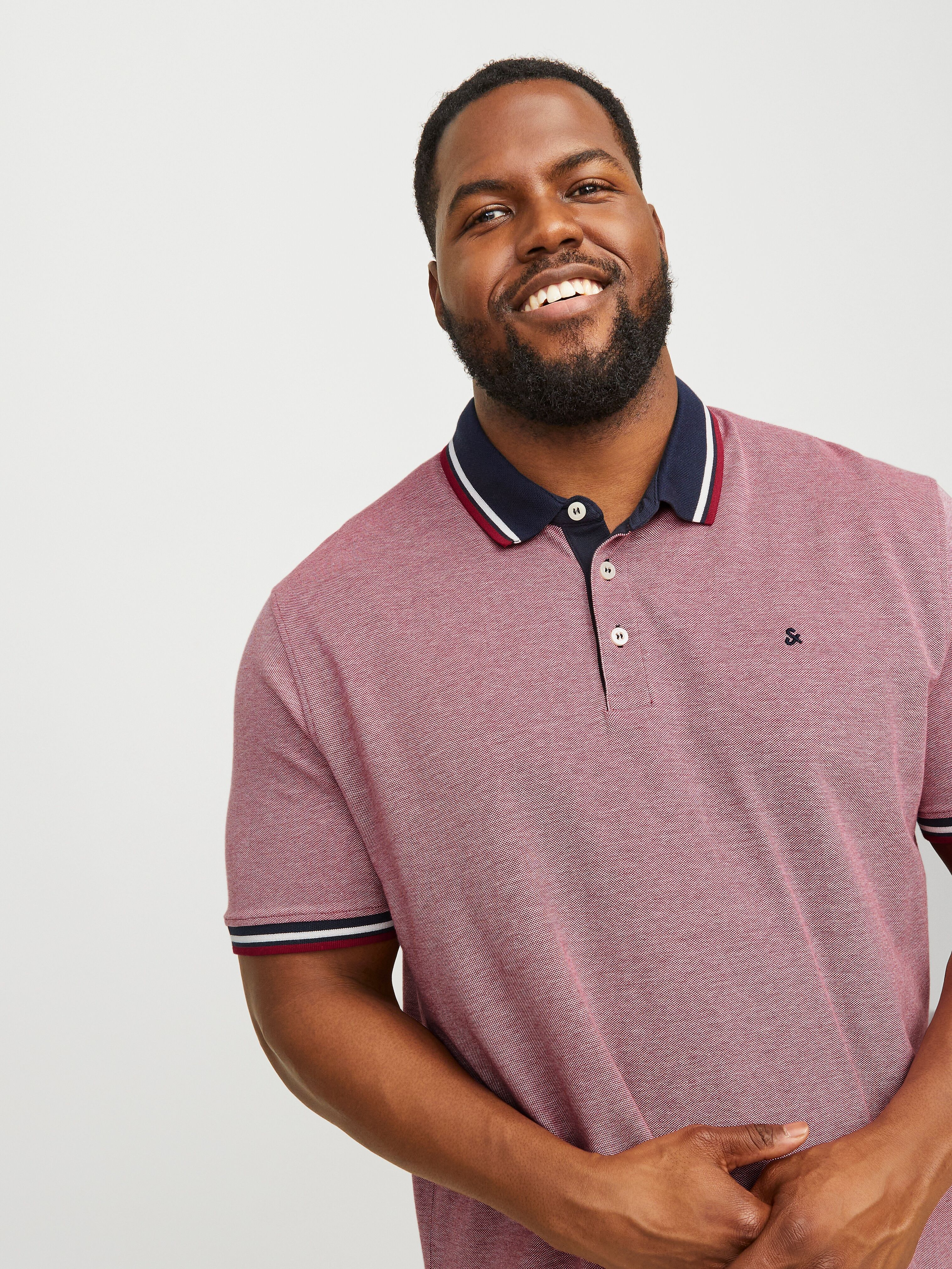 Jack & Jones PlusSize "JJEPAULOS POLO SS NOOS PLS" Baumwolle, regular fit rot 4XL