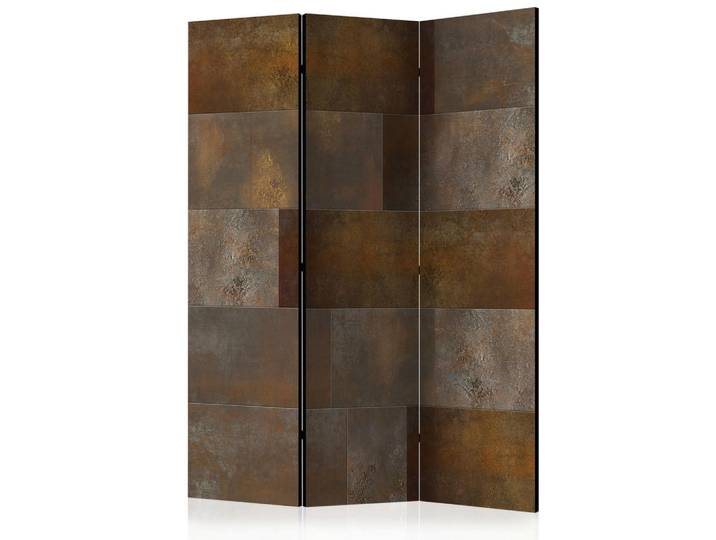 artgeist Paravent, Goldfarben, Dunkelbraun, Holz, Kiefer, massiv, Metalloptik, 135x172x3 cm, Motiv auf Vorder- und Rückseite, Wohnzimmer, Raumteiler, Paravents