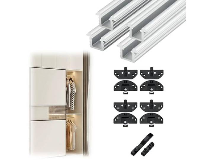 Schiebetürschiene mit PE-Rolle for Schrank- und Kleiderschranktüren(Staggered Door,200cm)