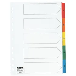 OTTO Office Kartonregister 1-5 farbige Taben A4 weiß weiß, 22.3x29.7 cm