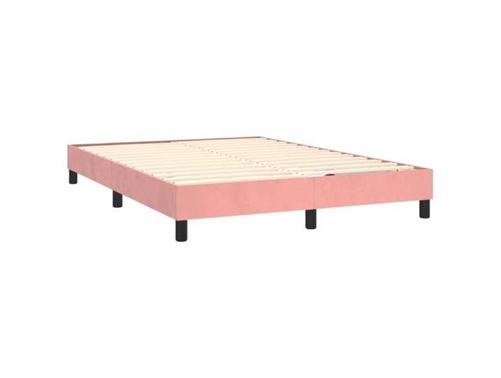 Lit Rose - BMK - Cadre de lit à lattes rose 140x190 cm velours - Lit chambre&227548