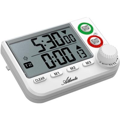 Kurzzeitmesser ATLANTA "238", grau (weiß, grau), Wecker, mit digitaler Anzeige, Beleuchtung, Weckwiederholung, Küche