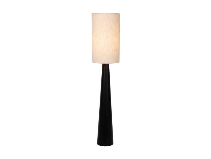 Lampadaire en métal avec abat-jour en lin noir et blanc