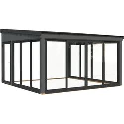 Palmako Glashaus Lumi 16,6 m2 Slide dunkelgrau lackiert