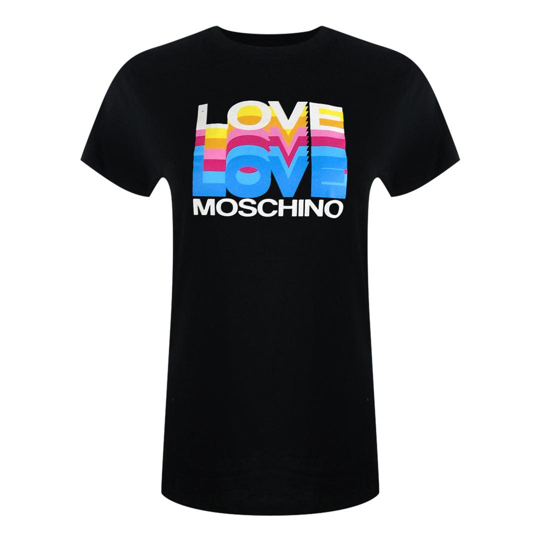 Moschino Layered Logo Schwarzes T-shirt