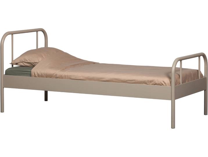 Bettgestell WOOOD Mata Stahlrahmen pulverbeschichtet, H 90 x B 208 x T 95 cm , beige (90), B:208cm H:90cm L:95cm, Betten, Bettgestell, Matratzenmass 90x200 cm, einfach zu montierbar, Pfleiglicht