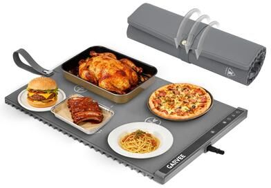 Garvee "Food Warming Mat, 24""x15"" Electric Warming Tray with Timer & 6 Temp Levels"