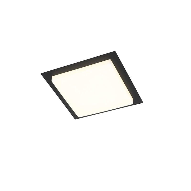 Qazqa Moderne Vierkante Plafondlamp Zwart met LED IP44