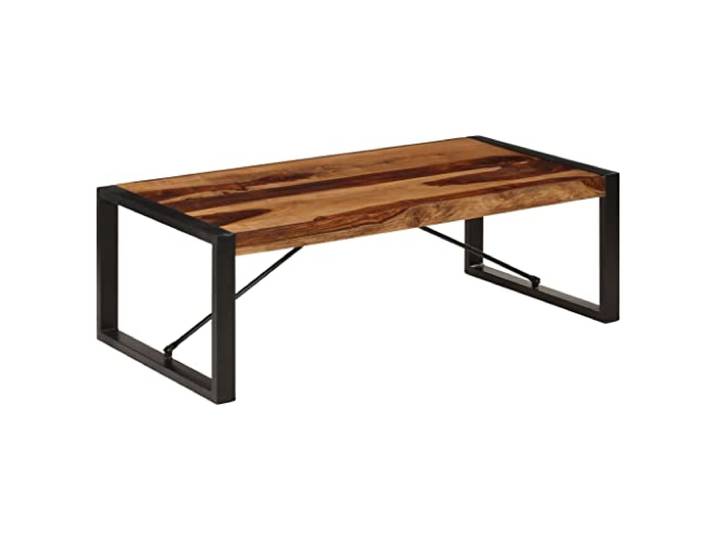 KGFHERENB Couchtisch Massivholz Akazie 120x60x40 cm Wohnzimmertisch Stilvoller Industrie-Beistelltisch aus Akazienholz mit stabilen Stahlbeinen, ein Unikat für Wohnzimmer und Lounge.