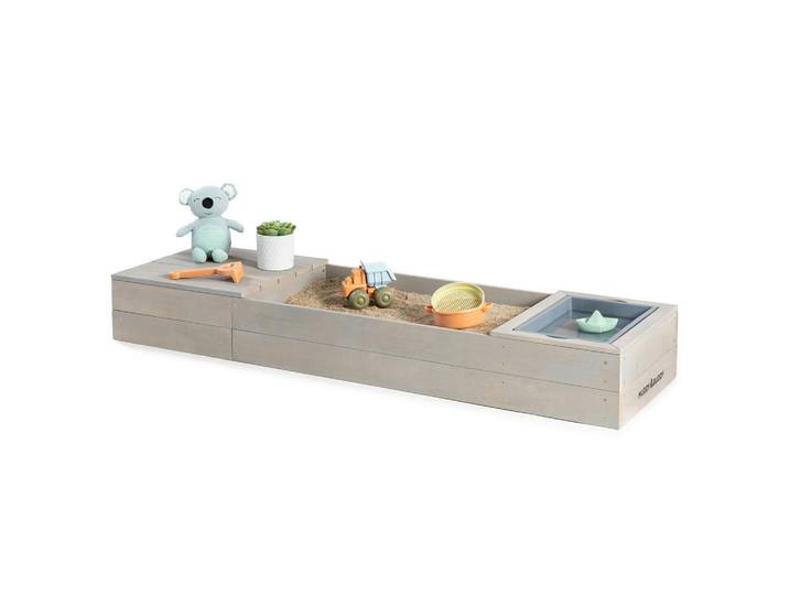Muddy Buddy Sandkasten, Grau, Holz, Zypresse, massiv, 45x20x150 cm, EN 71, Sitzfläche, mit Holzschutz vorbehandelt, Freizeit & Co, Gartenspielzeug, Sandkästen